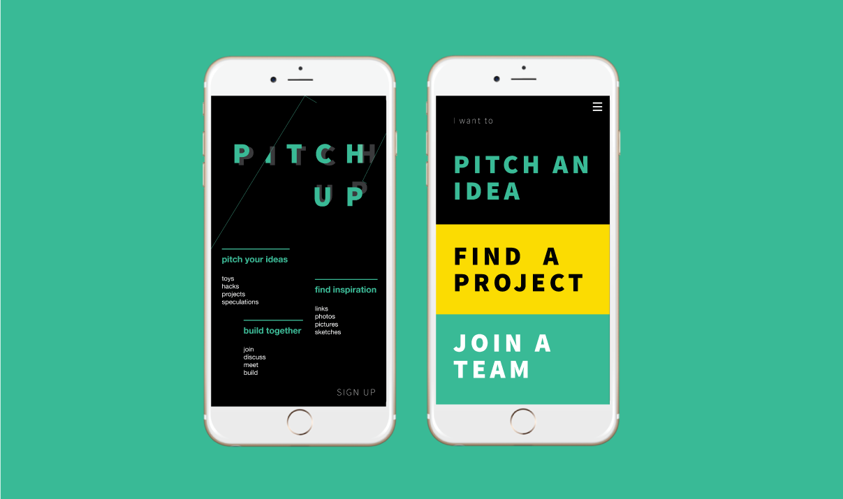 pitch up application - main screen and splash screen